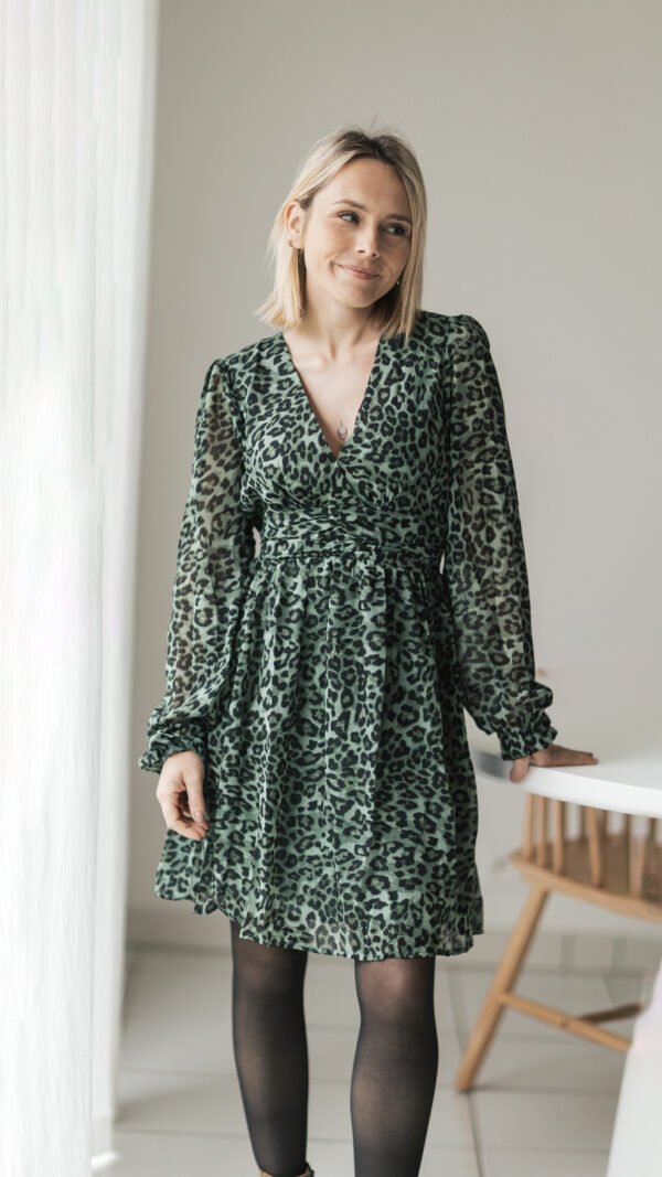 Robe léopard kaki