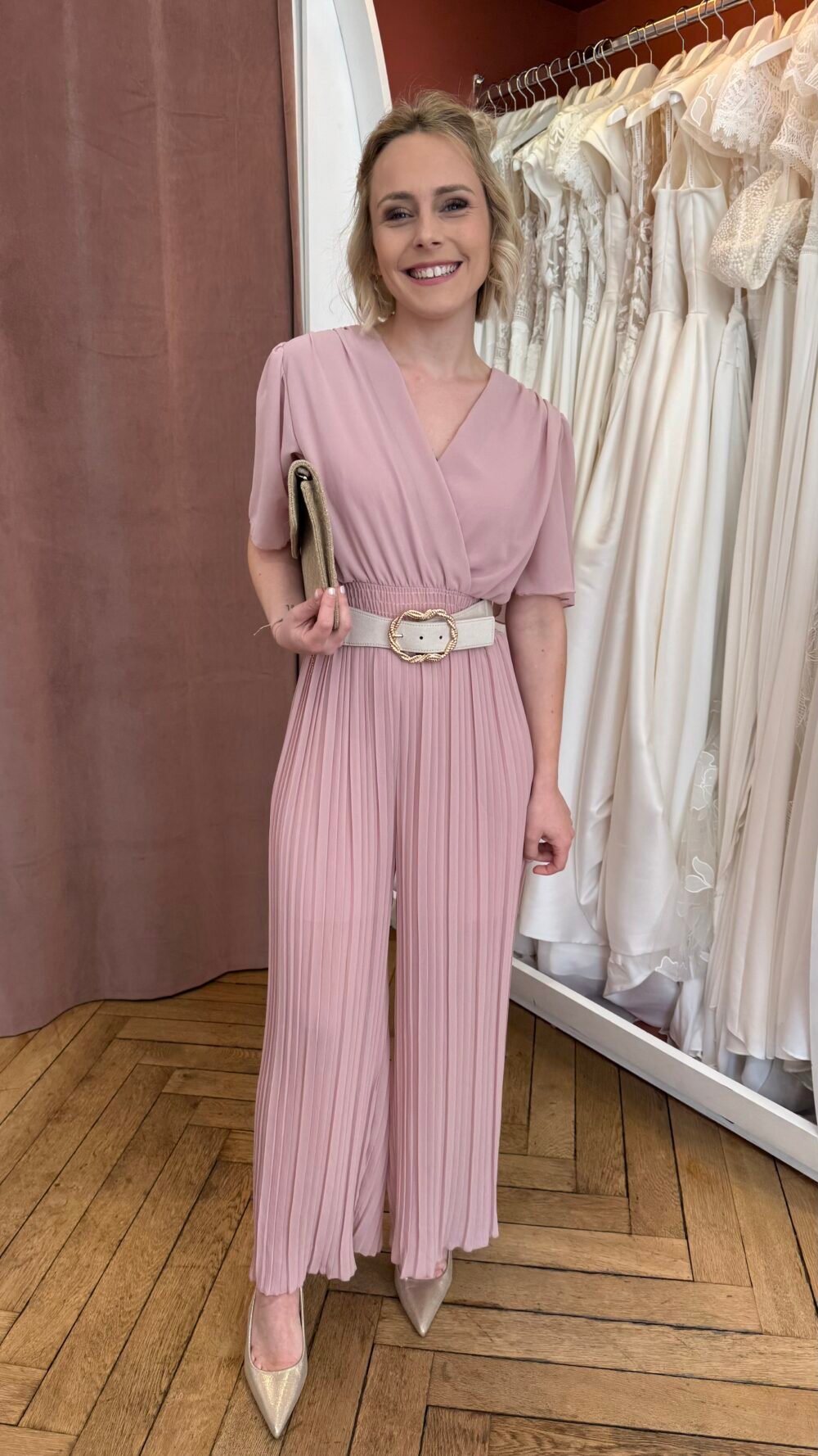 Combinaison rose poudré plissée – Image 2
