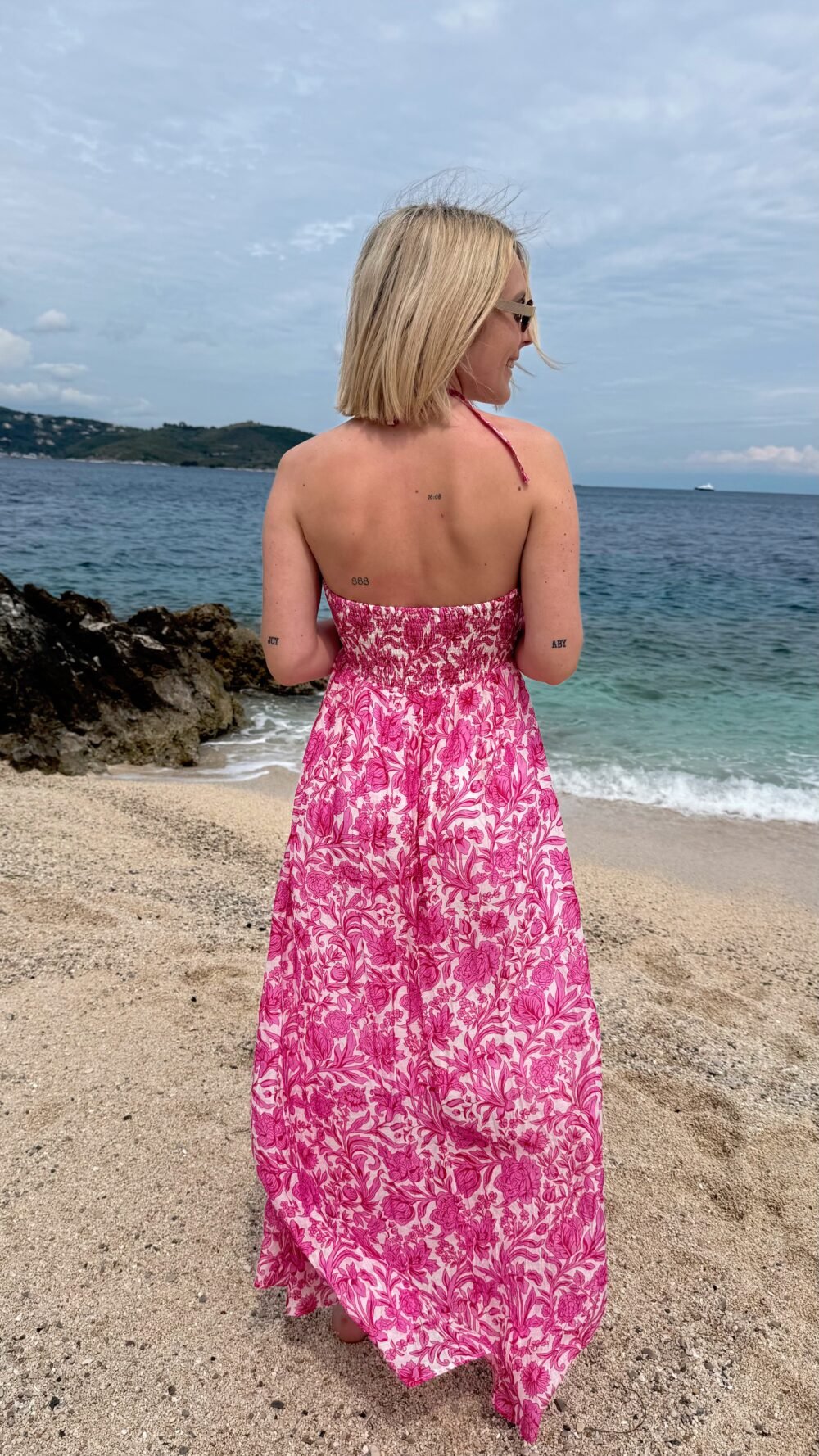 Robe longue rose et blanche – Image 2