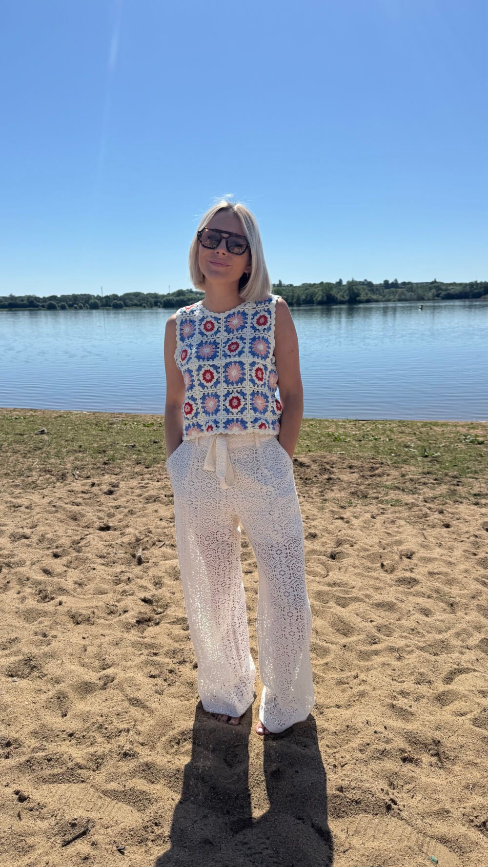 Pantalon macramé avec ceinture
