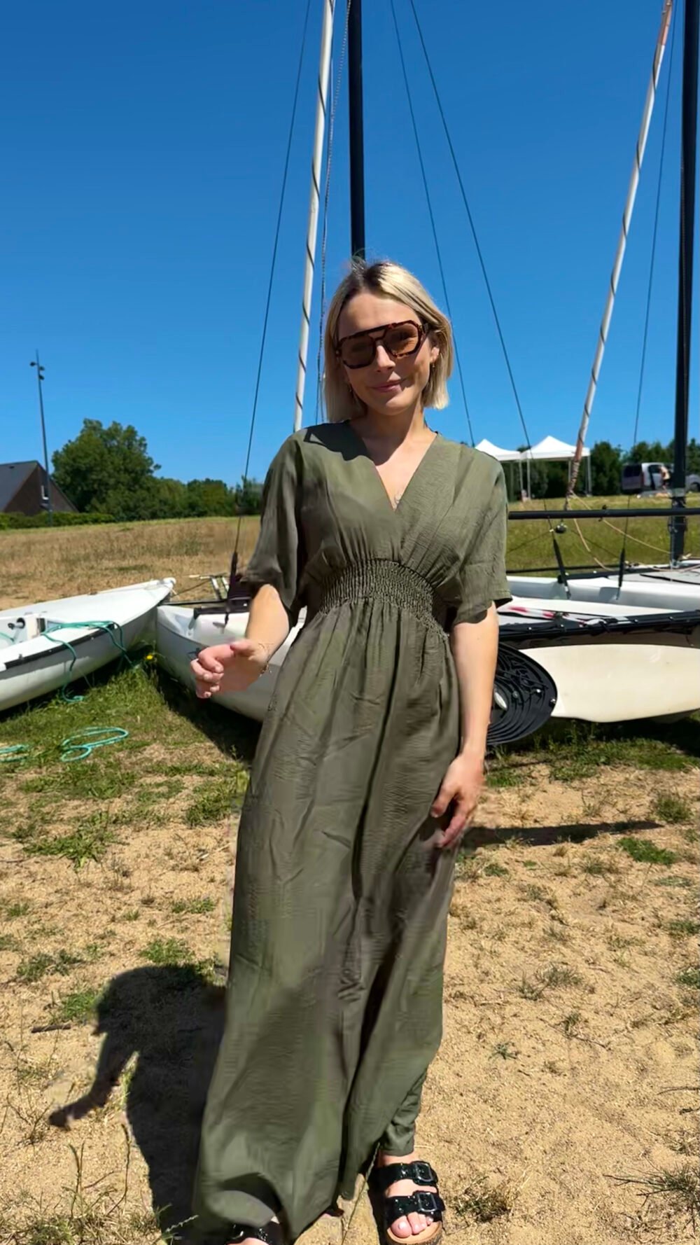 Robe longue kaki