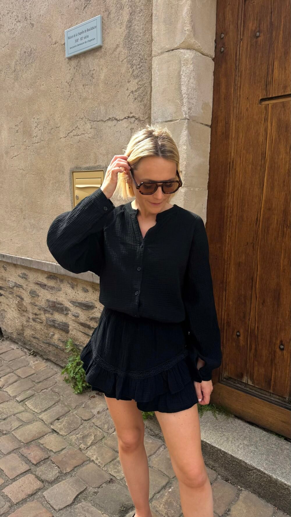 Ensemble noir gaz de coton