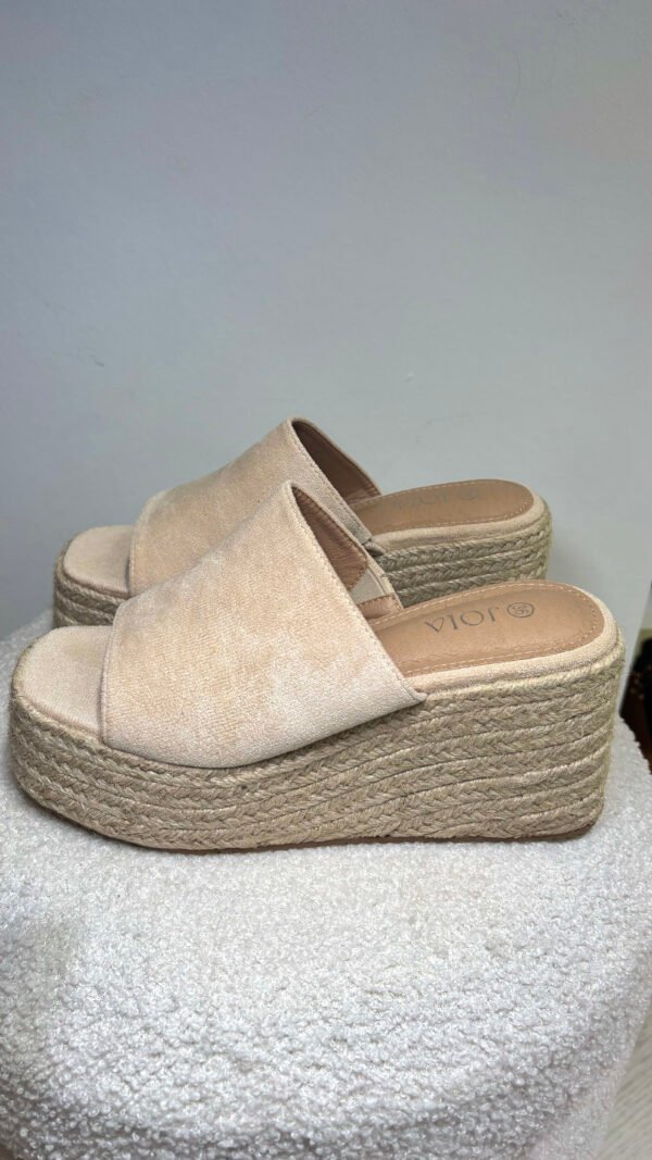 Mule compensée beige