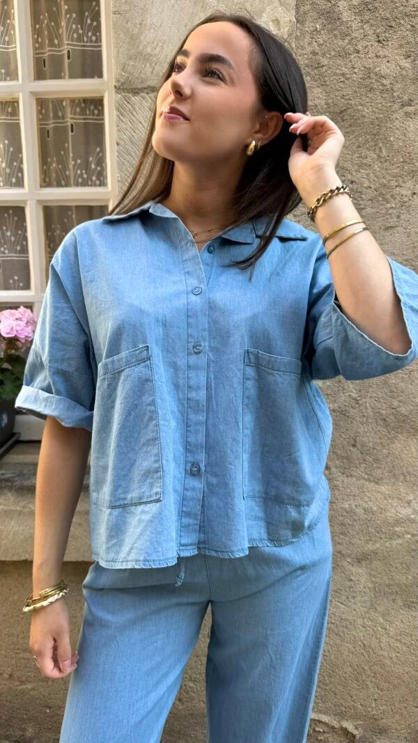 Chemise effet jean clair