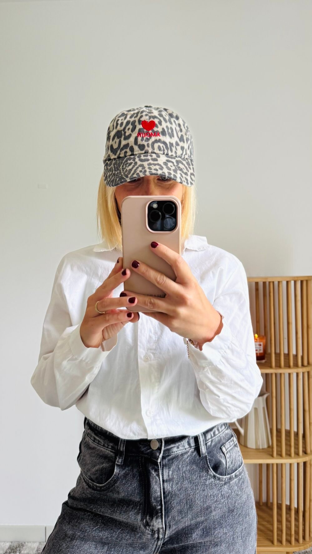 Casquette léopard amour rouge
