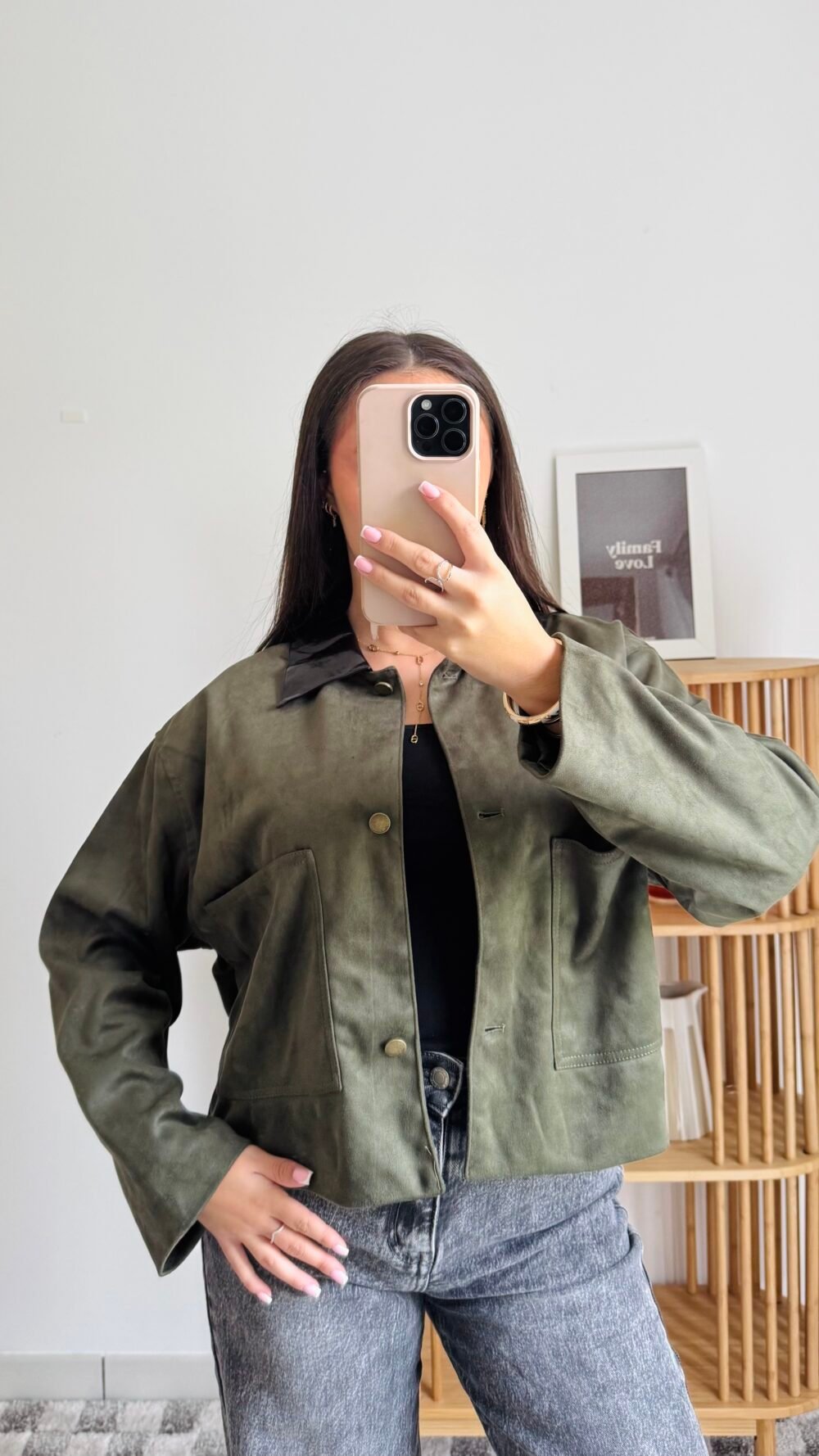 Veste kaki bi-matière