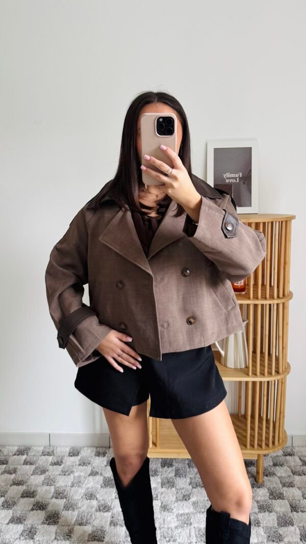 Trench marron bi matière