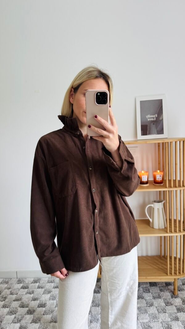 Chemise chocolat effet velours