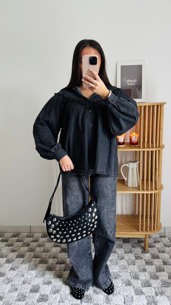 Sac lune clouté noir