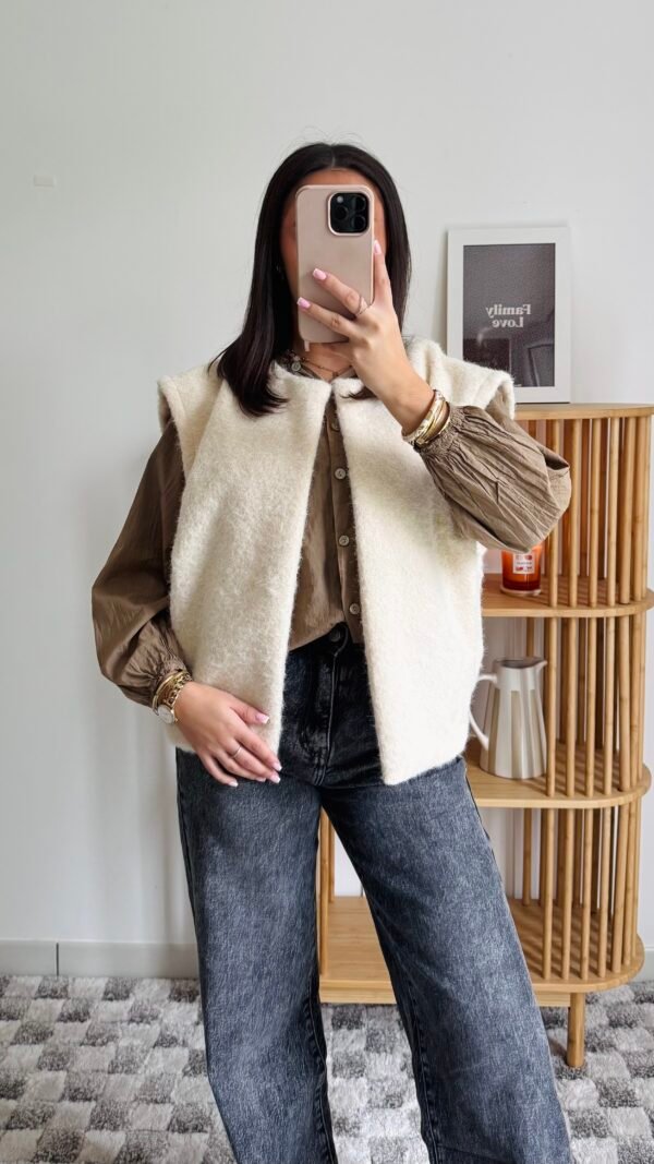Veste sans manches écru