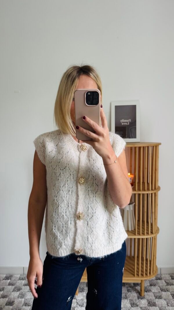 Pull écru sans manches