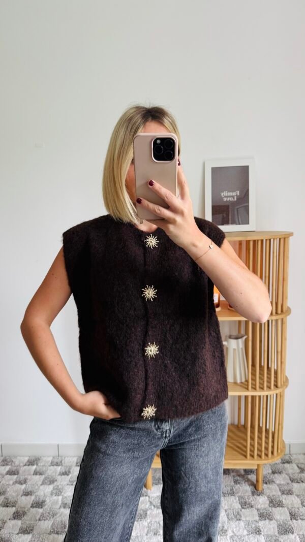 Pull chocolat sans manches