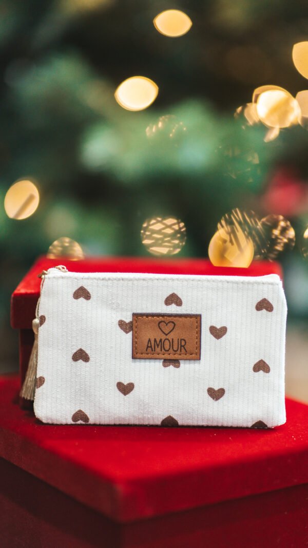 Petite pochette coeur marron