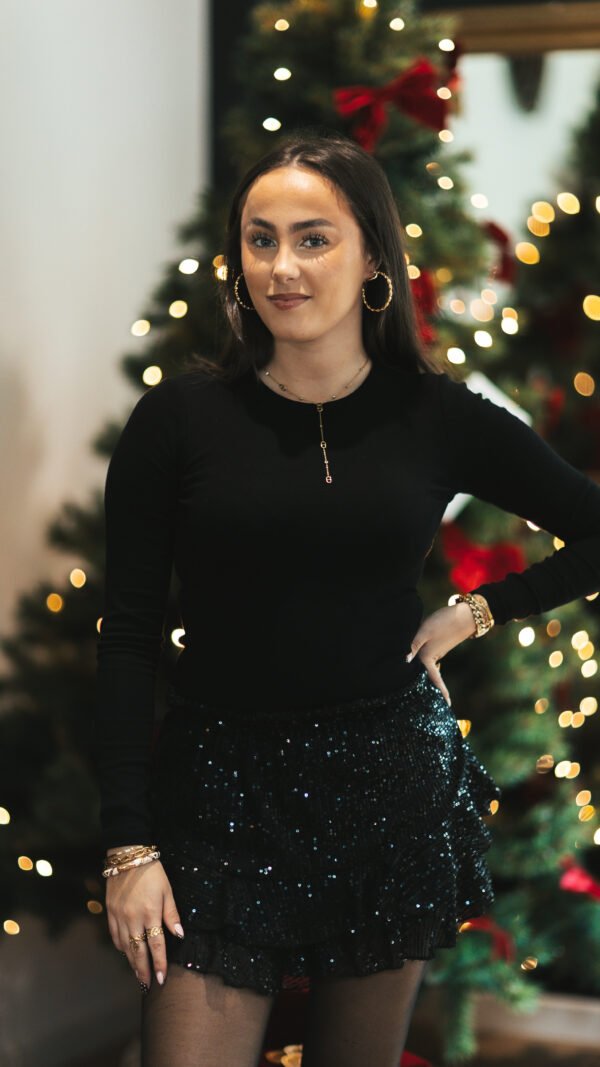 Jupe short sequin noir