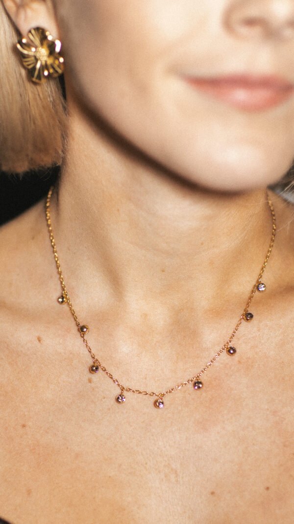 Collier fin perles caramel