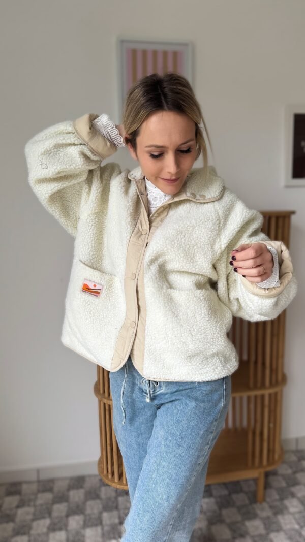 Veste  réversible moumoute écru