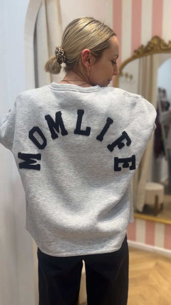 Sweat gris "Mom life" noir