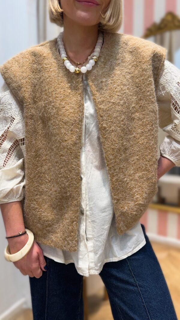 Veste sans manche camel simple