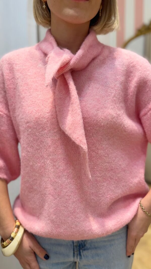 Pull manches courtes rose pâle