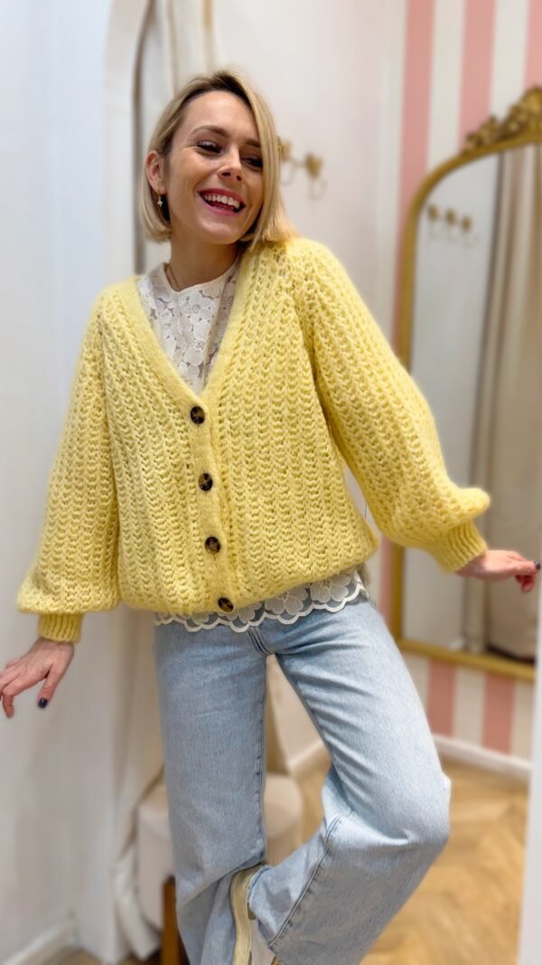 Gilet grosse maille jaune