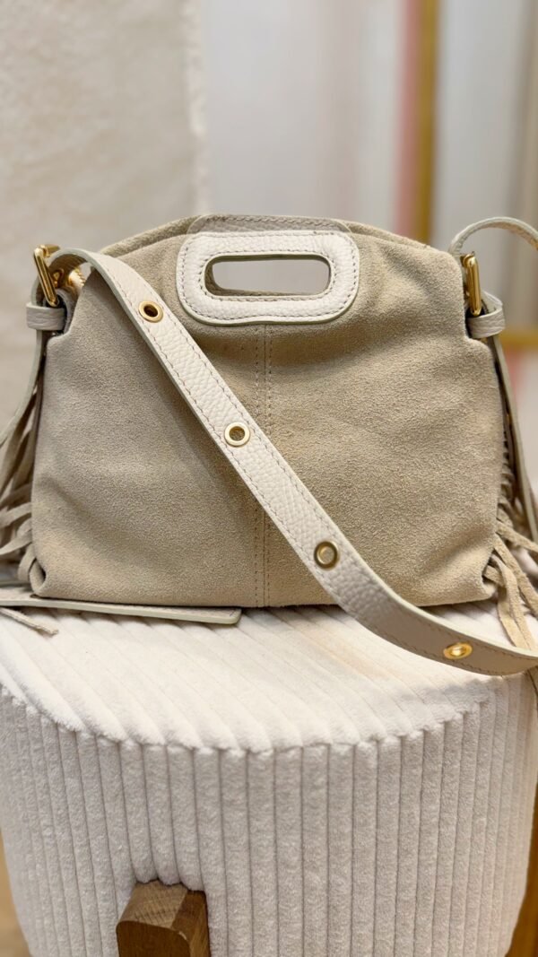 Sac écru à franges daim