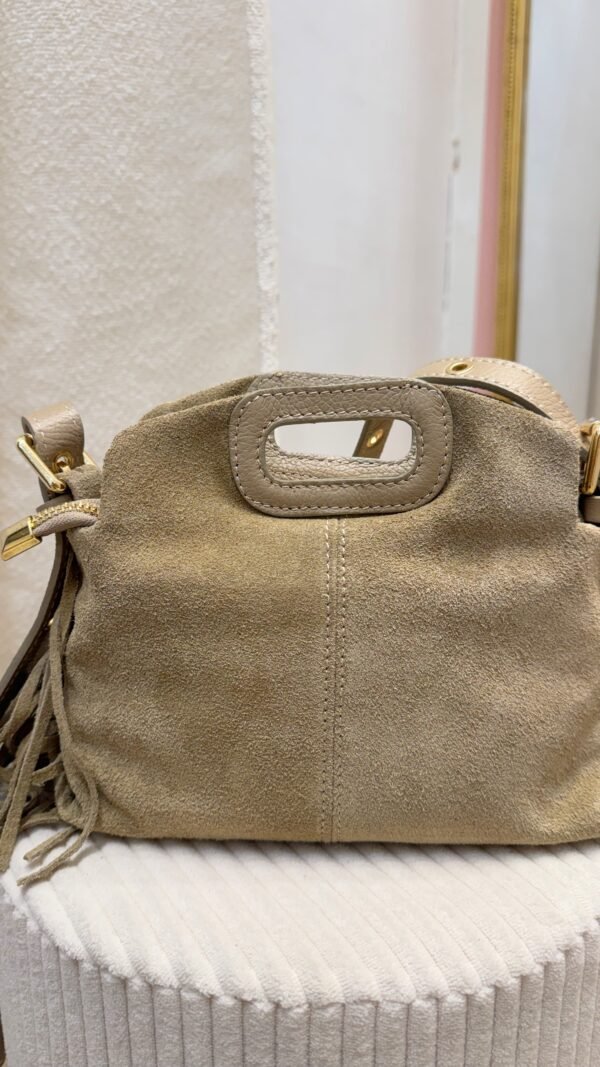 Sac taupe à franges daim