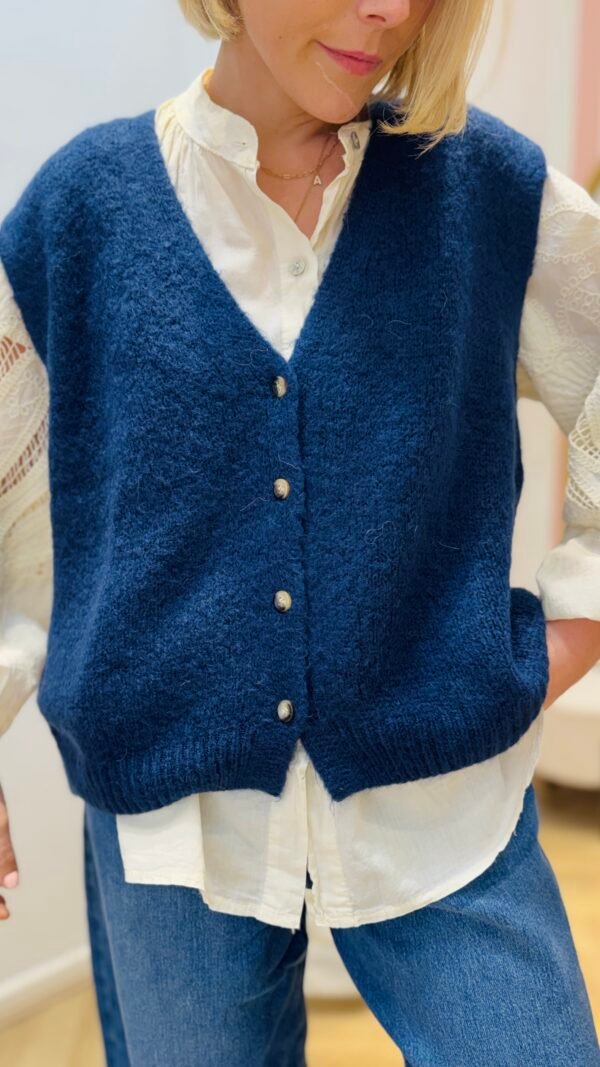 Pull sans manches bleu marine