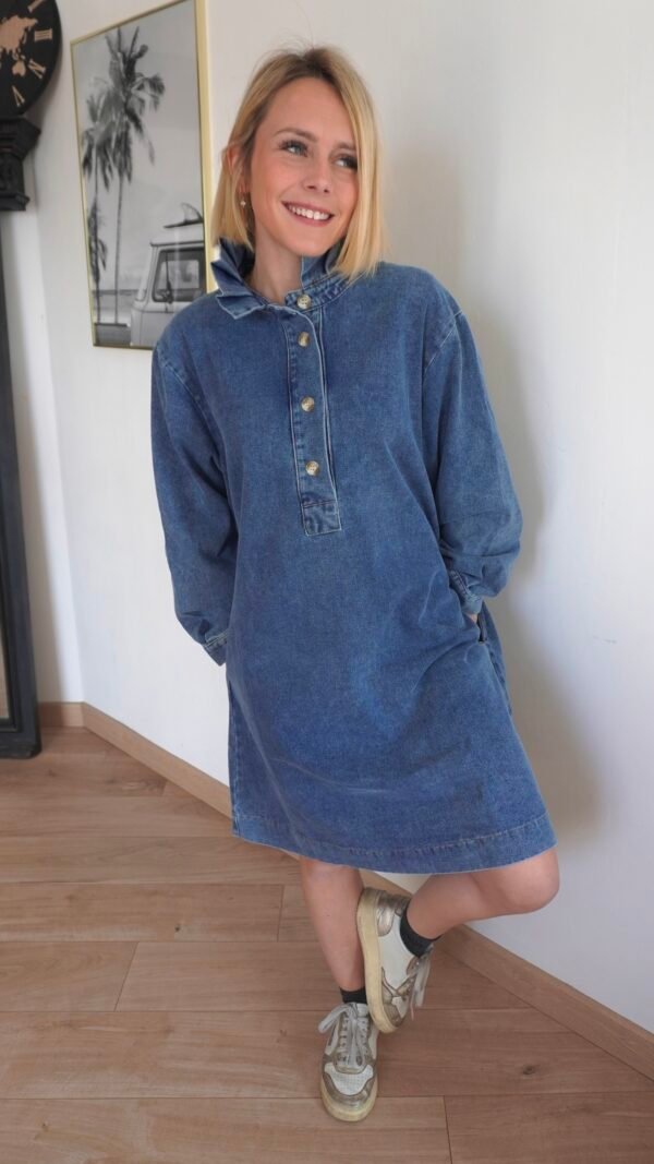 Robe en jean avec col