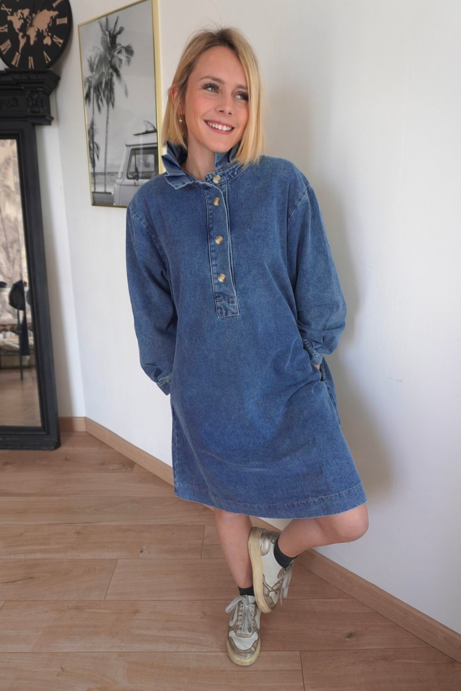Robe en jean avec col