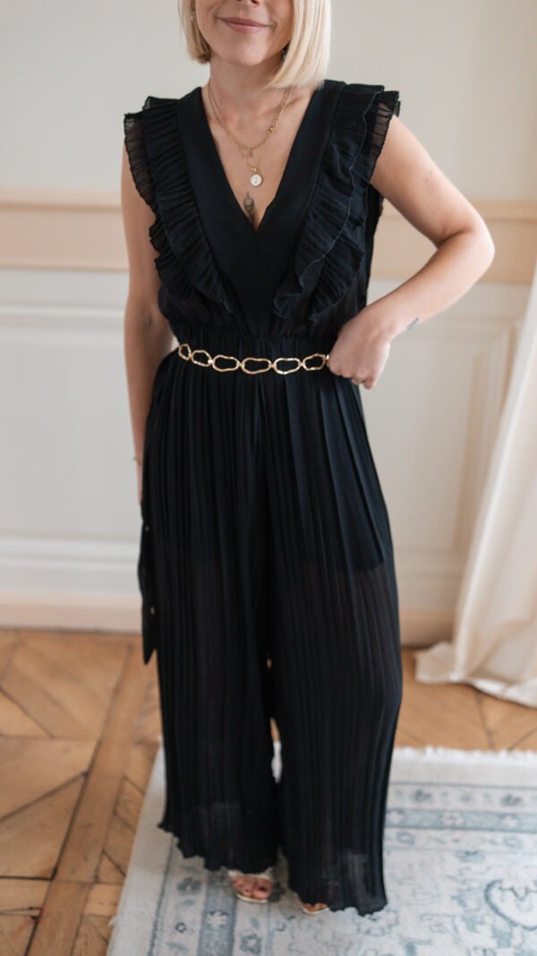 Combinaison plissée sans manche noire