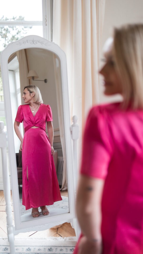 Robe longue fluide fuchsia