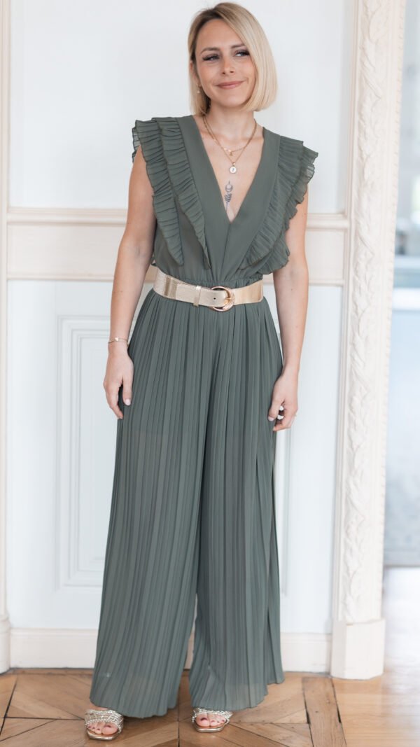 Combinaison plissée sans manche kaki