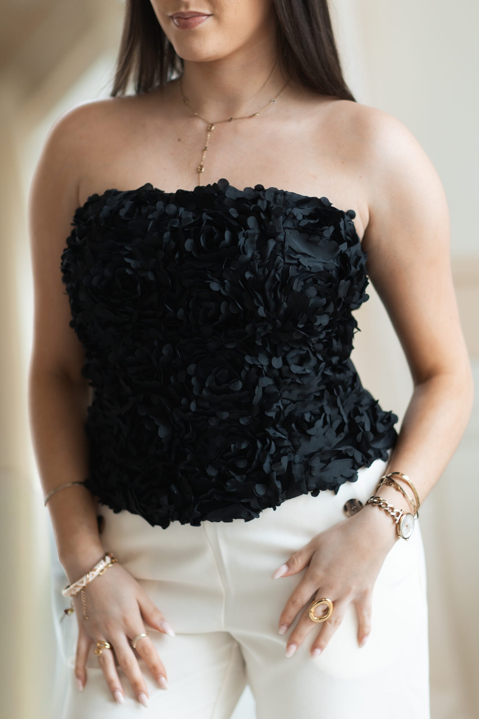 Bustier noir à fleurs – Image 3