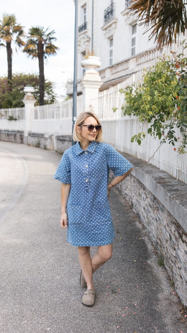 Robe en jean à pois
