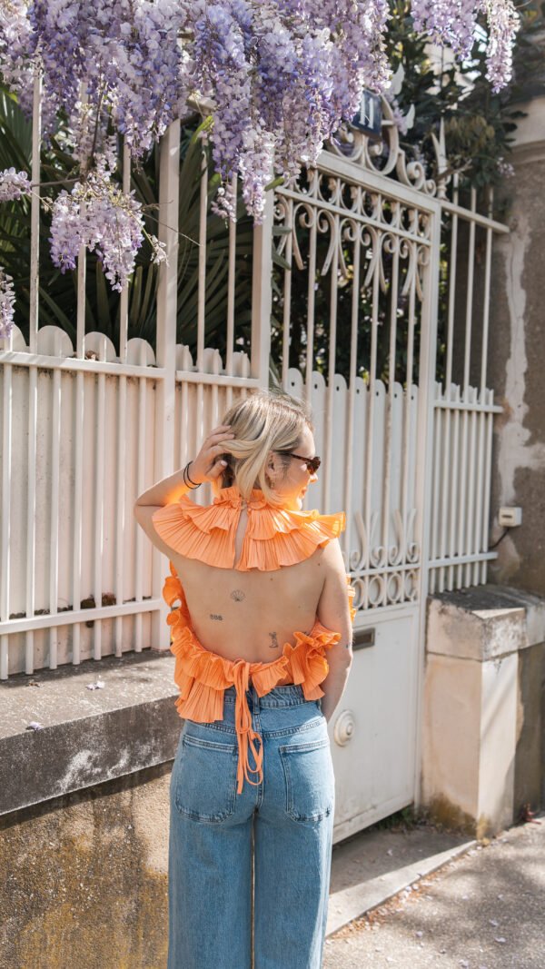Top froufrou dos nu orange