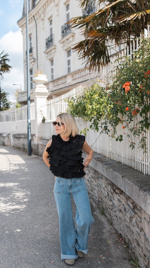 Top froufrou dos nu noir