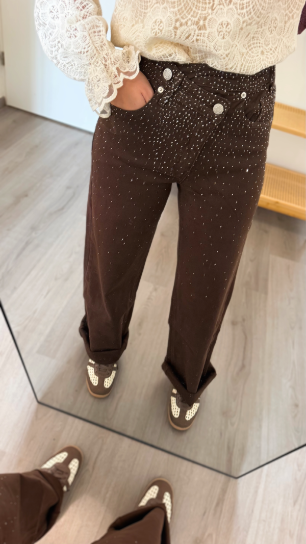 Jean marron à strass