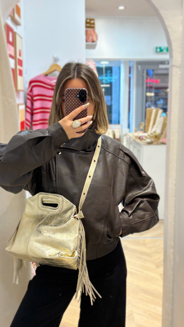 Sac à frange XL doré
