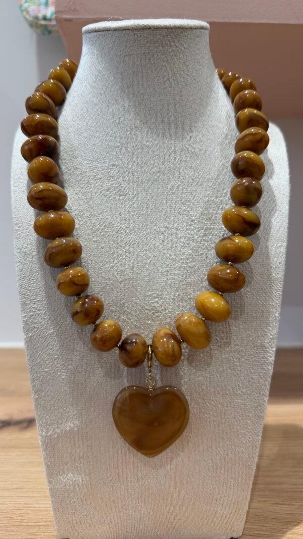 Collier perles camel