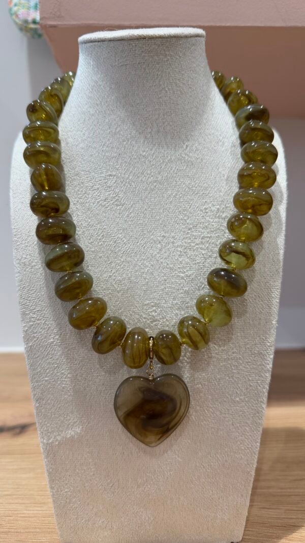 Collier perles kaki