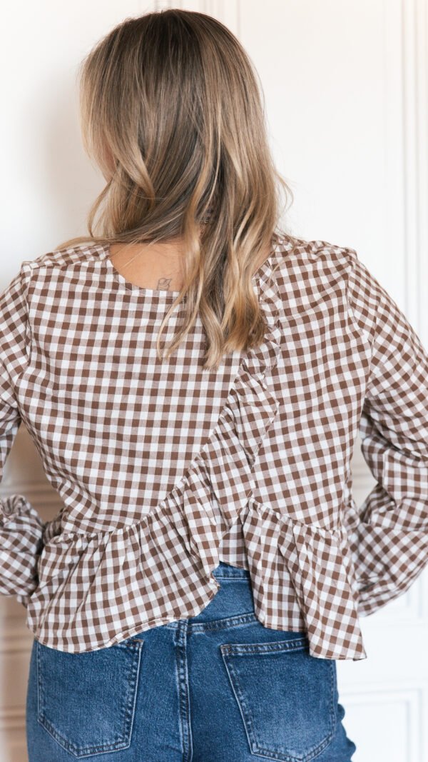 Blouse à carreaux marron
