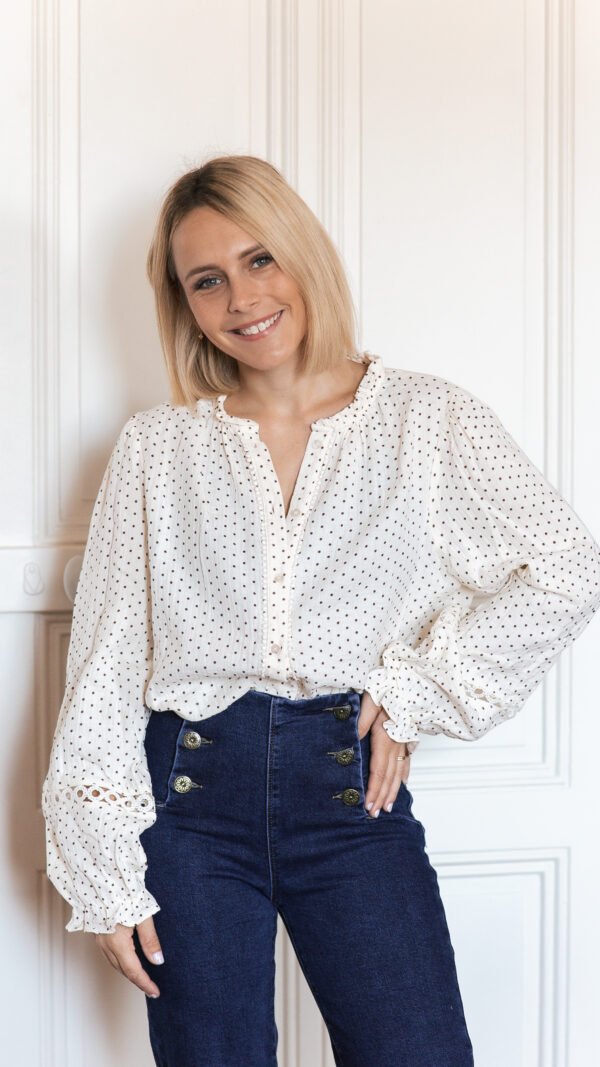 Chemise en gaze de coton à pois