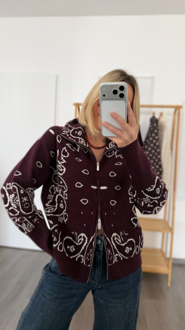 Gilet zip bandana bordeaux