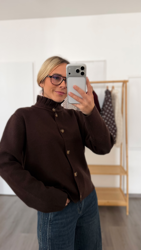 Gilet marron col haut